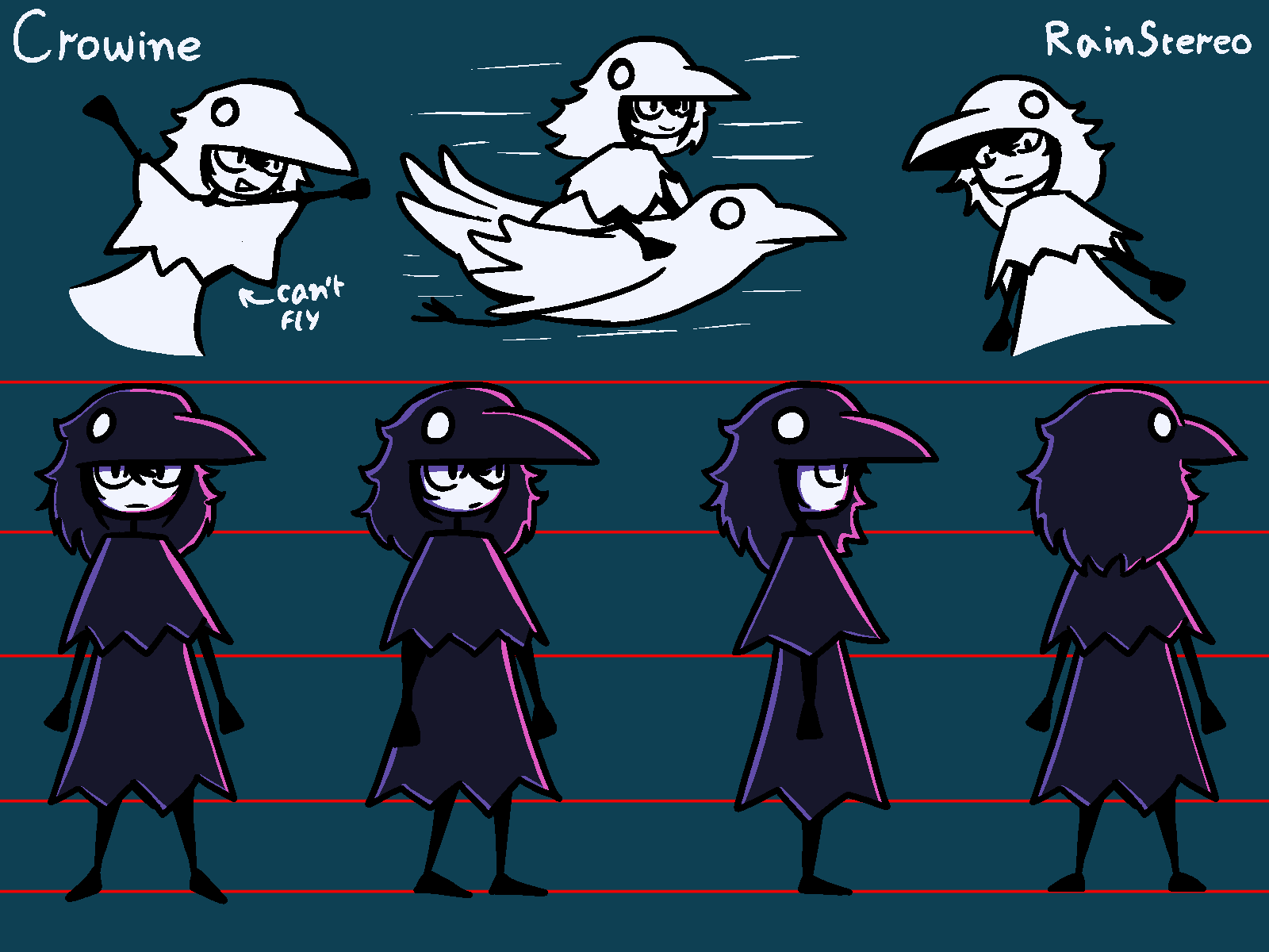 Character design for Crowine, the mascot of Crow Studio.