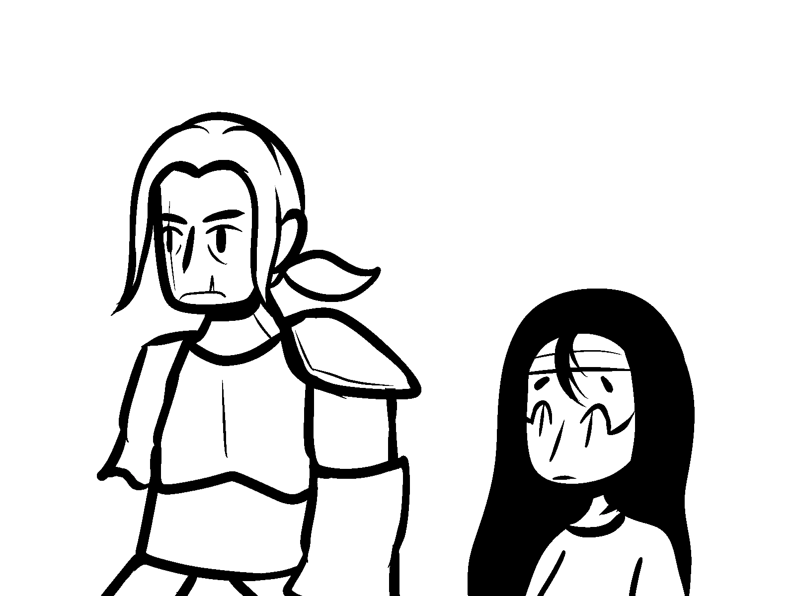 The original first sketches for the protagonists of The Ruins.